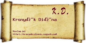 Krsnyák Diána névjegykártya